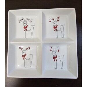 BIA Cordon Bleu “Happy Holidays” Reindeer Divided Serving Dish Christmas